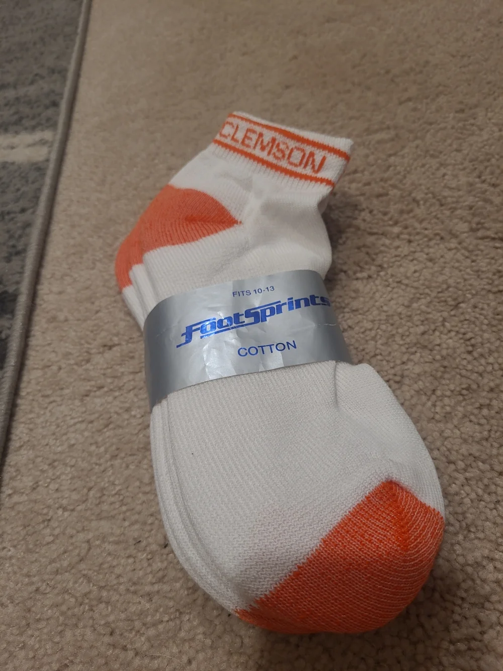Footsprints Mens Clemson University Cotton Blend Socks 3pack Sz10-13 USA